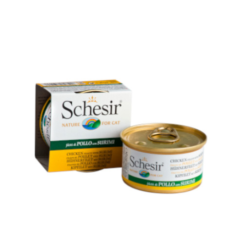 Schesir Chicken Fillet with Surimi in Jelly Canned Cat Food (85G)