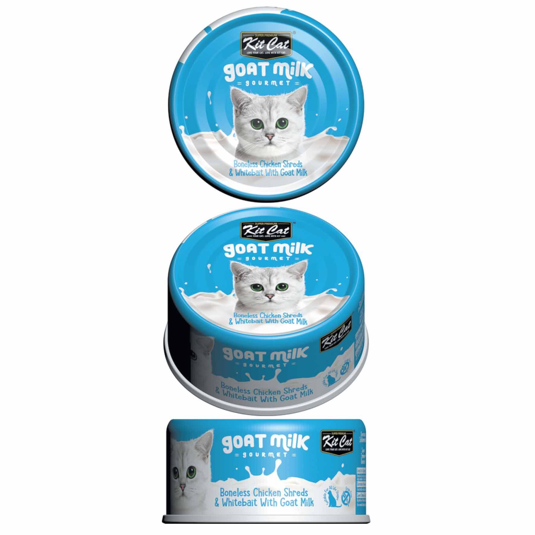 Kit Cat Canned Cat Food - Boneless Chicken Shreds & Whitebait With Goat Milk - Image 2
