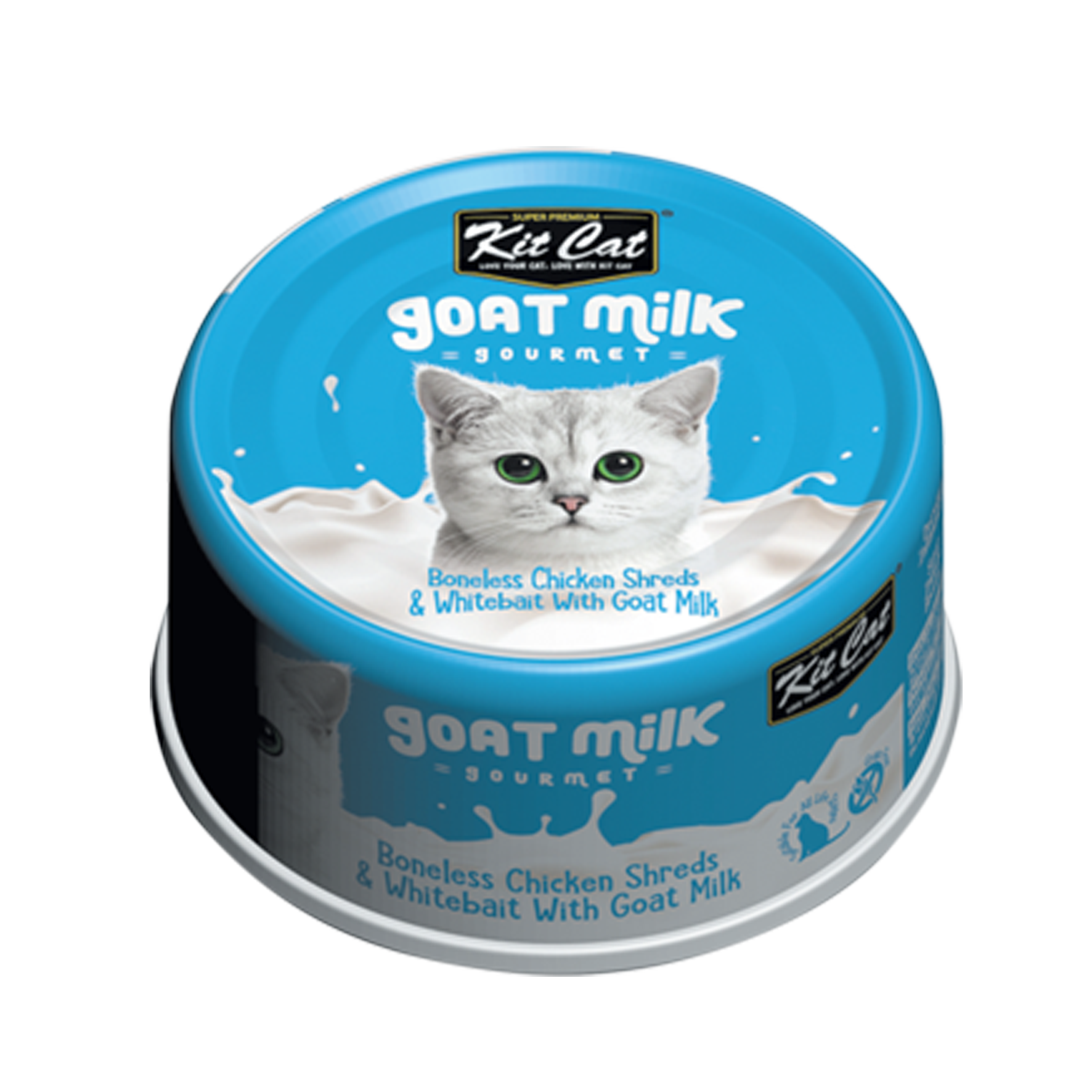 Kit Cat Canned Cat Food - Boneless Chicken Shreds & Whitebait With Goat Milk