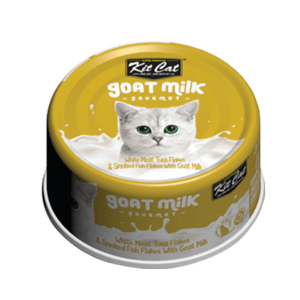 Kit Cat Canned Cat Food – White Meat Tuna Flakes & Smoked Fish Flakes with Goat Milk