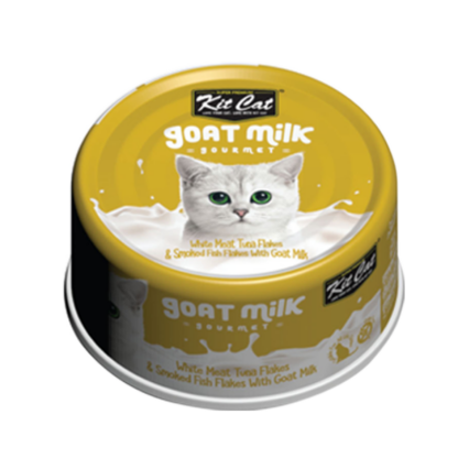 Kit Cat Canned Cat Food - White Meat Tuna Flakes & Smoked Fish Flakes with Goat Milk