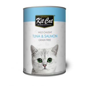 [1 Carton] Kit Cat Wild Caught Tuna & Salmon Grain Free Canned Cat Food 400g x 24 Cans