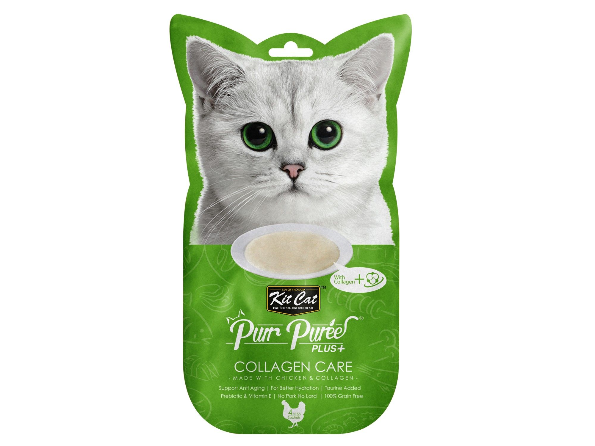 Kit Cat Purr Puree Plus  Cat Treat - Collagen Care (Chicken & Collagen)
