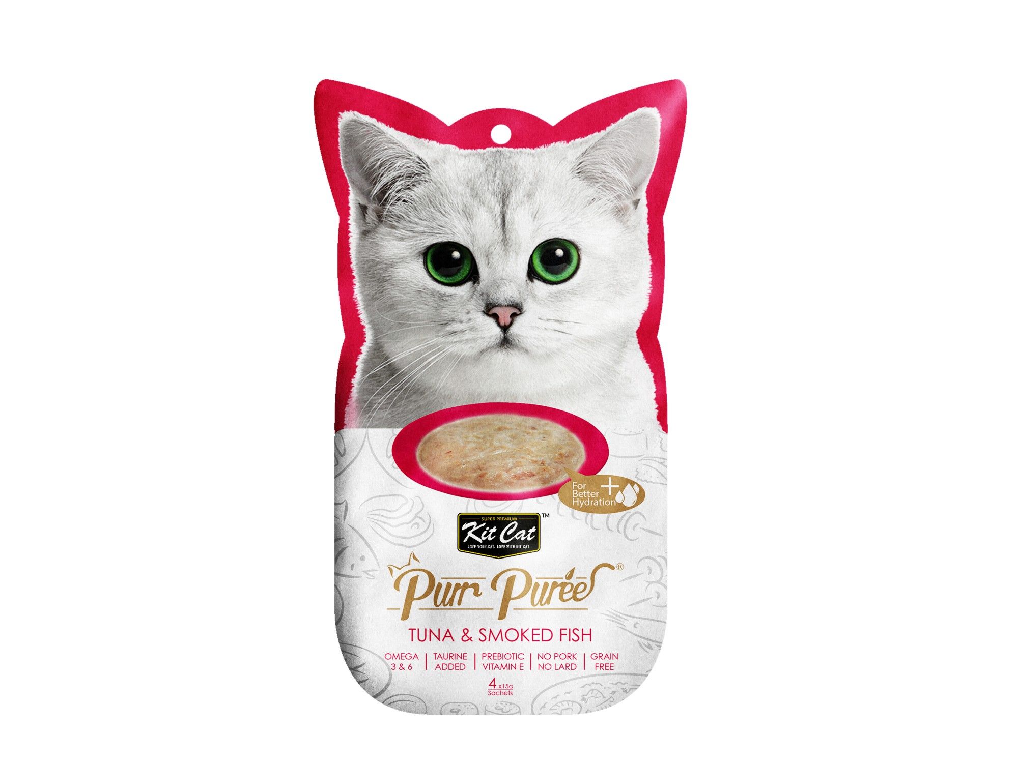 Kit Cat Purr Puree Cat Treat - Tuna & Smoked Fish