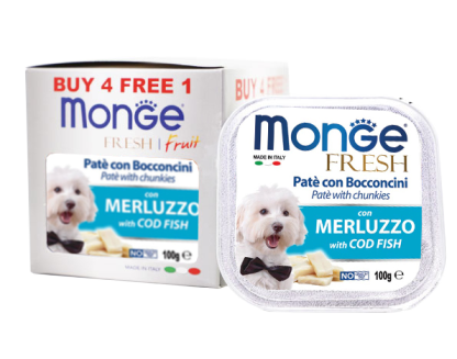 Monge Fresh Pate with Chunkies Tray Dog Wet Food  - Fresh Cod Fish - Image 2