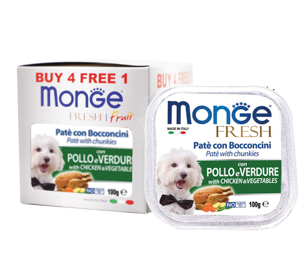 Monge Fresh Pate with Chunkies Tray Dog Wet Food -  Fresh Chicken & Vegetables - Image 2
