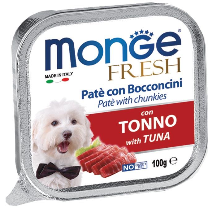 Monge Fresh Pate with Chunkies Tray Dog Wet Food - Fresh Tuna