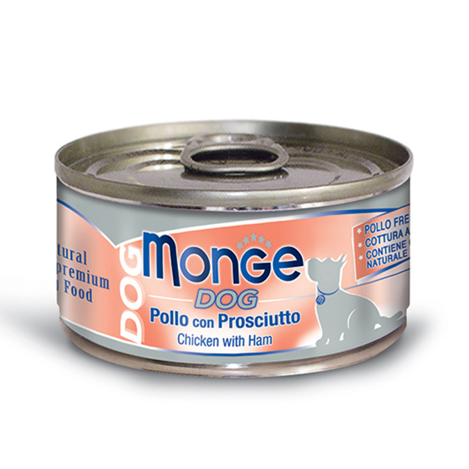 Monge Natural Superpremium Canned Dog Food -  Chicken With Ham 95gx24 cans