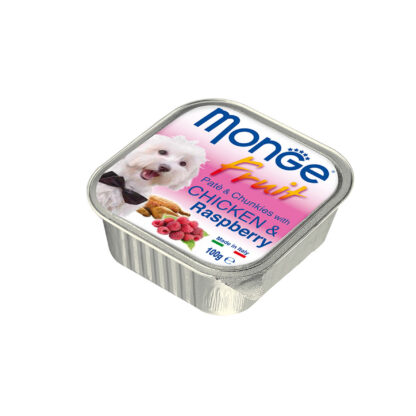 Monge Fruit Pate with Chunkies Tray Dog Wet Food - Chicken & Raspberry - Image 3