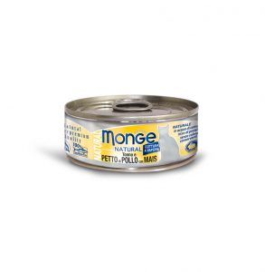 Monge Natural Cat Wet Food – Tuna And Chicken With Corn 80g x24 cans