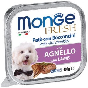 Monge Fresh Pate with Chunkies Tray Dog Wet Food – Fresh Lamb