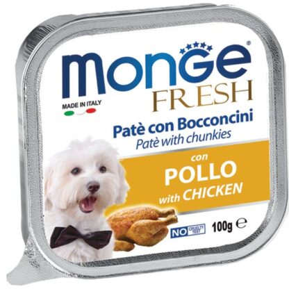 Monge Fresh Pate with Chunkies Tray Dog Wet Food - Fresh Chicken