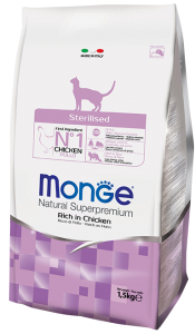 Monge Natural Superpremium Dry Cat Food 1.5kg – Sterilised