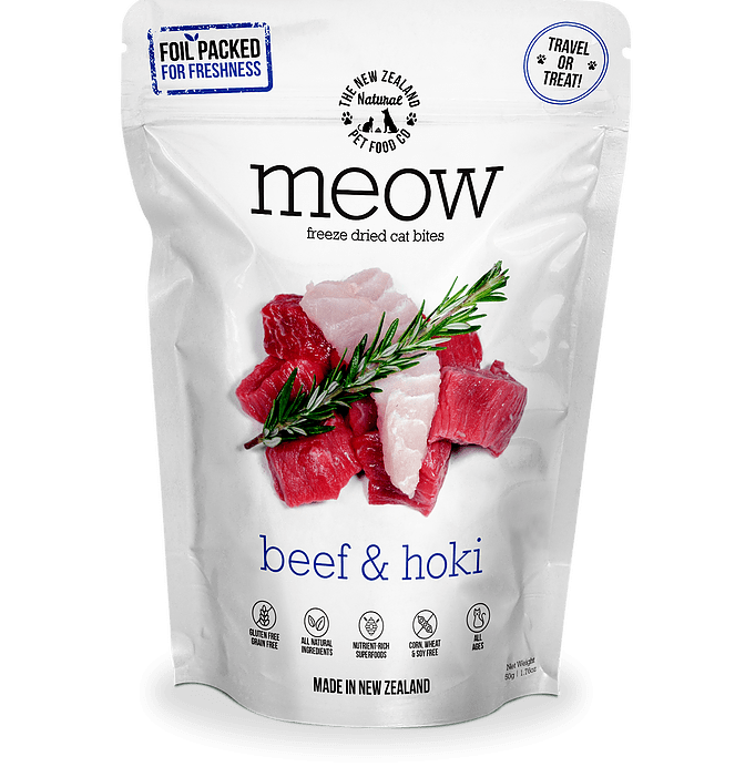 MEOW Freeze Dried Cat Treats 50g - Beef & Hoki