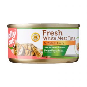 [24 Cans] Jolly Cat Canned Food 80g x 24 Cans – Fresh White Meat Tuna And Crab In Gravy