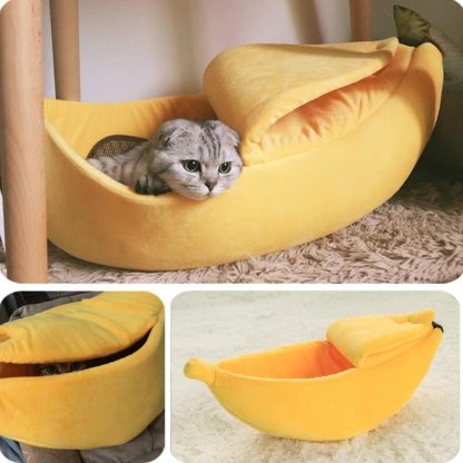 Auskie Banana Cave Pet Bed