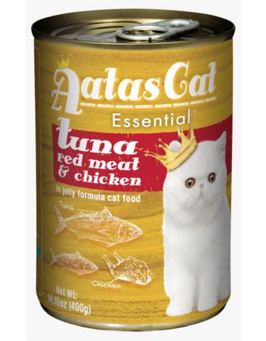 Aatas Cat Essential Tuna Red Meat w Chicken in Jelly Cat Wet Food 400g - 1 Carton (24 cans)