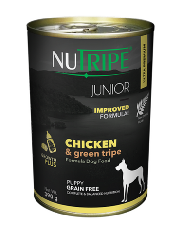 [1 Carton] Nutripe Junior Chicken & Green Tripe Dog Wet Food 390g x 24 Cans