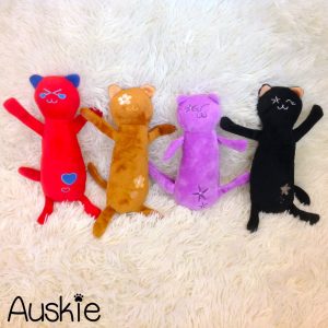Auskie Kitty Over Flower Squeaky Pet Plush