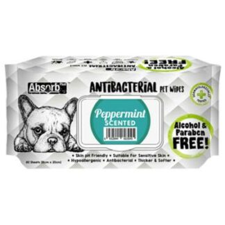 Absorb Plus AntiBacterial Pet Wipes 80pcs (Peppermint)