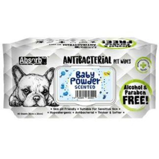 Absorb Plus AntiBacterial Pet Wipes 80pcs (Baby Powder)