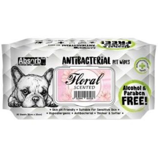 Absorb Plus AntiBacterial Pet Wipes 80pcs (Floral)