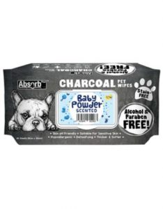 Absorb Plus Charcoal Pet Wipes 80pcs (Baby Powder)