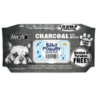 Absorb Plus Charcoal Pet Wipes 80pcs (Baby Powder)