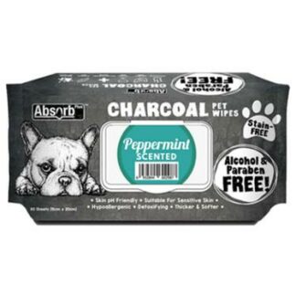 Absorb Plus Charcoal Pet Wipes 80pcs (Peppermint)