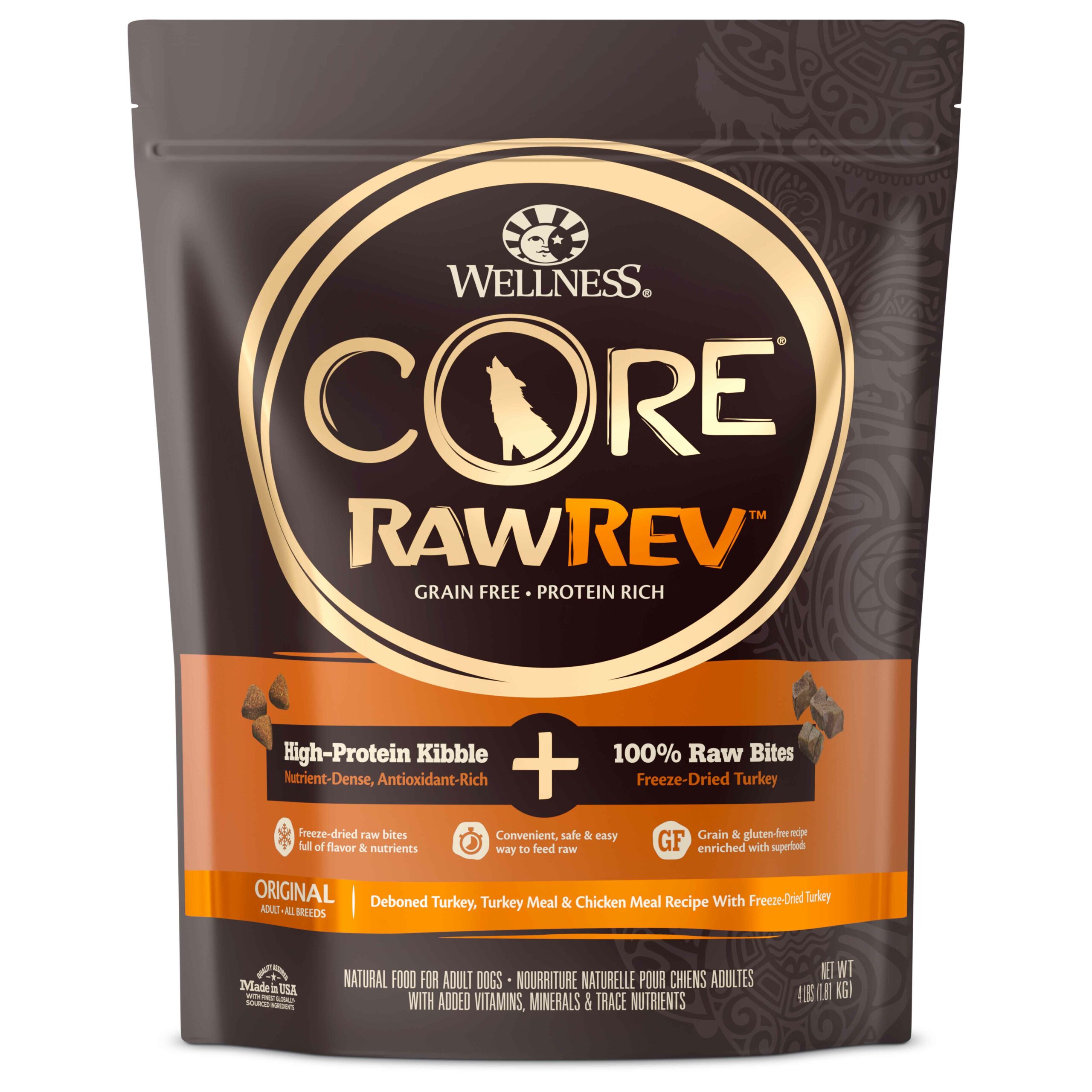 Wellness CORE RawRev Dry Dog Food - Original + 100% Raw Turkey (3 sizes)