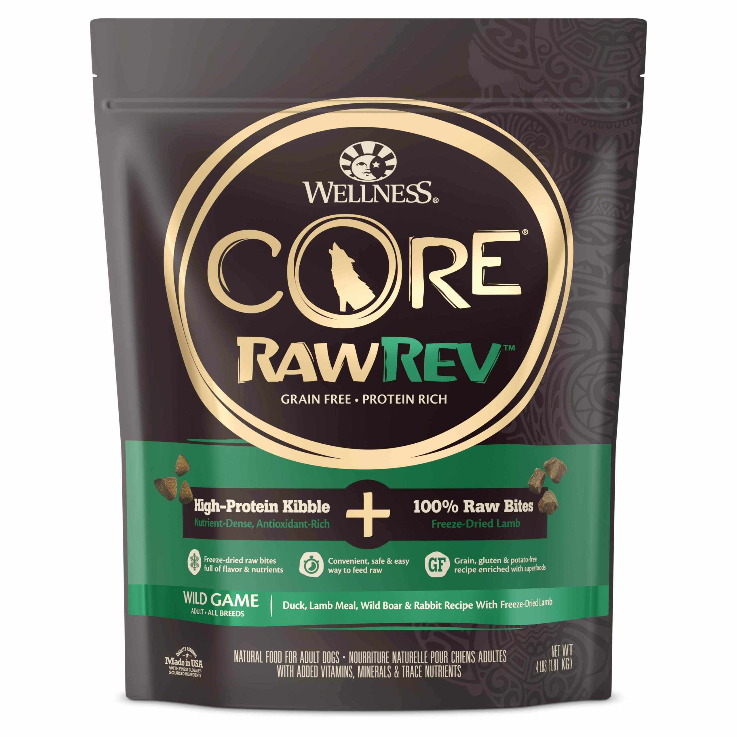 Wellness CORE RawRev Dry Dog Food - Wild Game + 100% Raw Lamb (3 sizes)