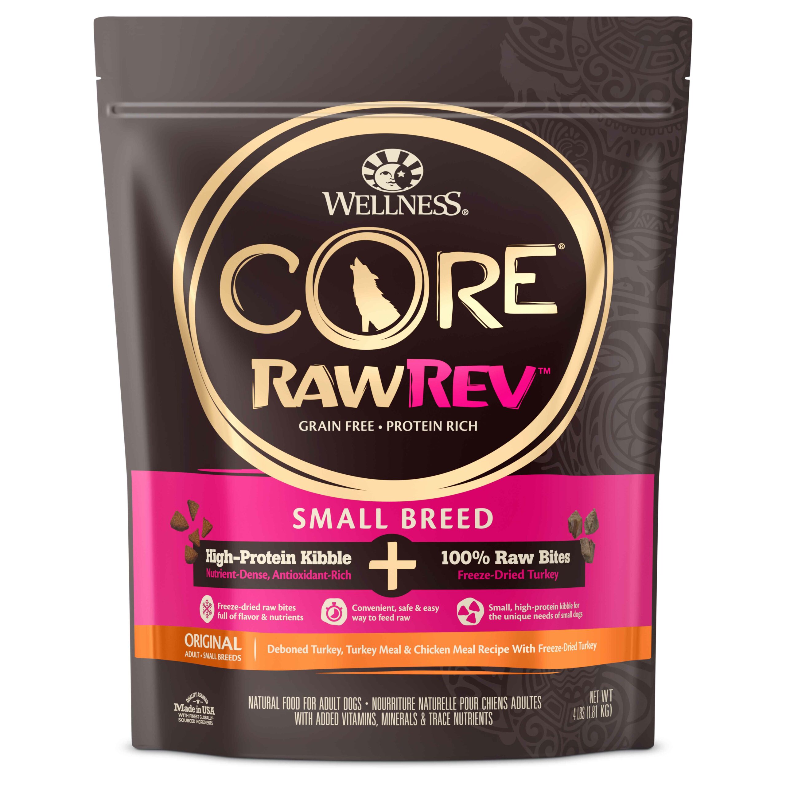 Wellness CORE RawRev Dry Dog Food - Small Breed + 100% Raw Turkey (2 sizes)