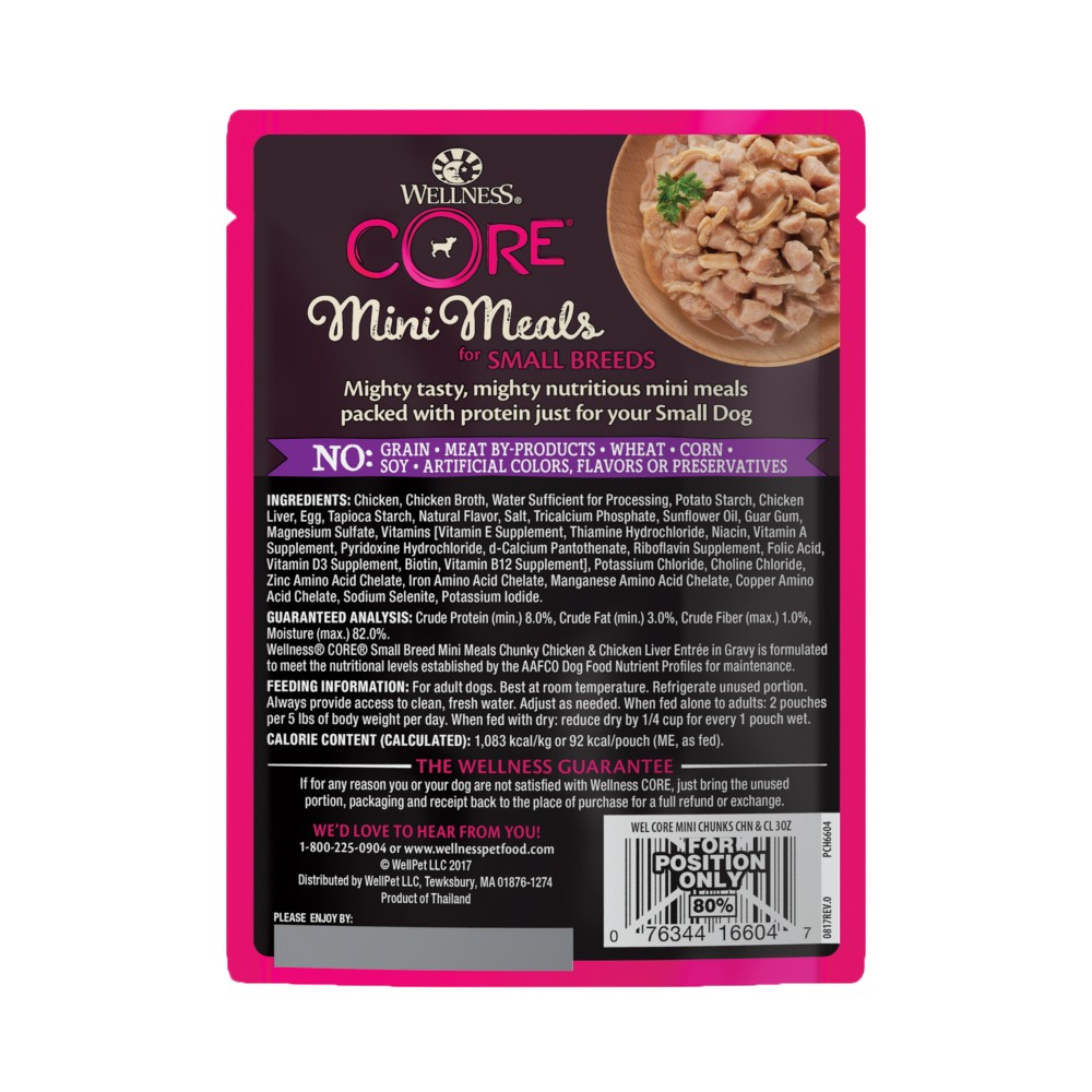 Wellness CORE Small Breed Mini Meals Wet Canned Dog Food - Chunky Chicken & Chicken Liver 85g - Image 2