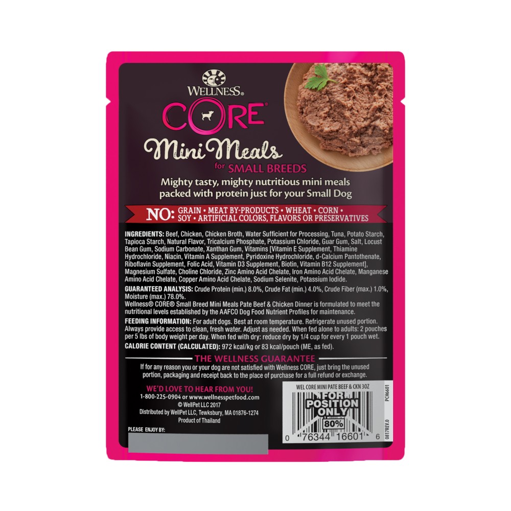Wellness CORE Small Breed Mini Meals Wet Canned Dog Food - Pate Beef & Chicken Dinner 85g - Image 2