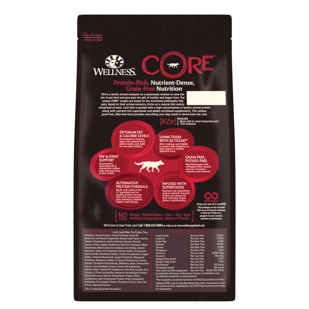 Wellness CORE Grain Free Dry Dog Food - Lamb (3 sizes) - Image 2