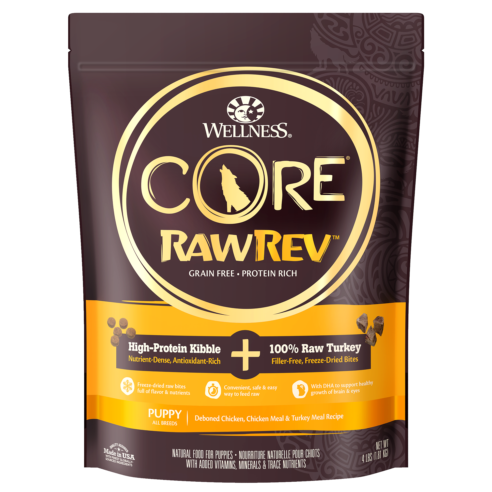Wellness CORE RawRev Dry Dog Food - Puppy Original + 100% Raw Turkey (2 sizes)