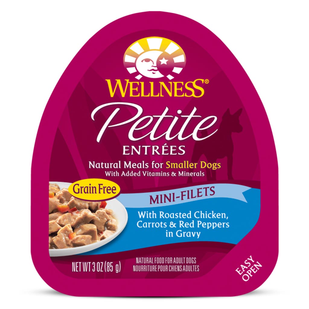 Wellness Petite Entrees Wet Dog Food - Mini-Filets Roasted Chicken, Carrots & Red Peppers in Gravy (Small Dogs) 85g