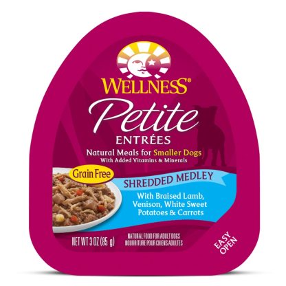 Wellness Petite Entrees Wet Dog Food - Shredded Medley Tender Chicken, Turkey, Carrots & Green Beans (Small Dogs) 85g
