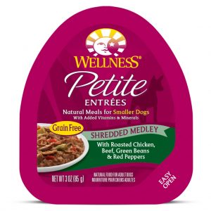 Wellness Petite Entrees Wet Dog Food – Shredded Medley Roasted Chicken, Beef, Green Beans & Red Peppers (Small Dogs) 85g