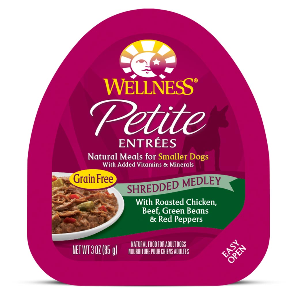 Wellness Petite Entrees Wet Dog Food - Shredded Medley Roasted Chicken, Beef, Green Beans & Red Peppers (Small Dogs) 85g