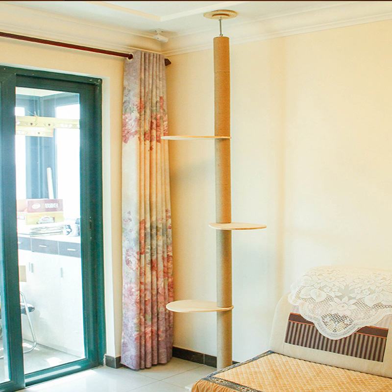 Auskie Floor-to-Ceiling Cat Tree Scratch Pole Cat Pillar Condo - Image 11