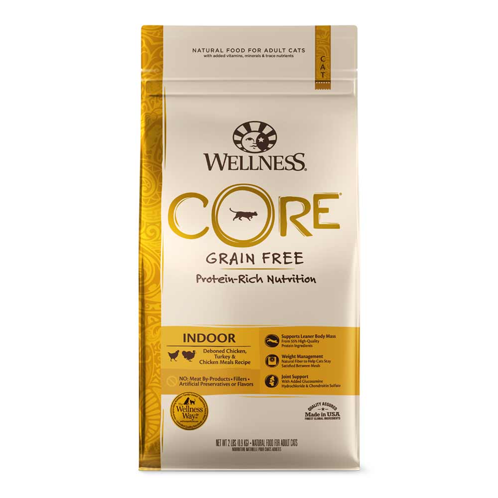Wellness CORE Grain Free Dry Cat food - Indoor - Deboned Chicken, Turkey & Chicken Meal (3 sizes)