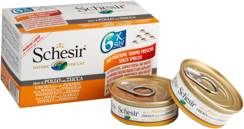 Schesir Chicken with Pumpkin in Water Canned Cat Food Multipack 50g x 6 Cans - Image 4