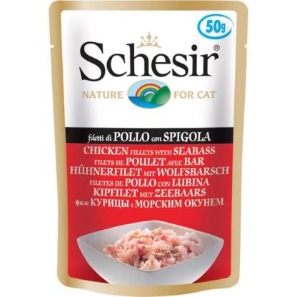 Schesir Chicken Fillets with Seabass Cat Food Pouches 50g