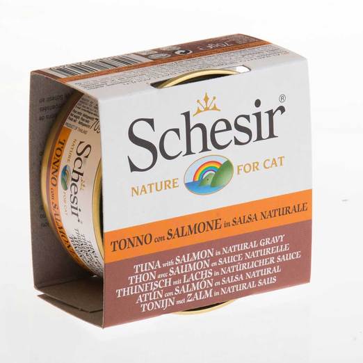 Schesir Tuna with Salmon in Natural Gravy Canned Cat Food 70g