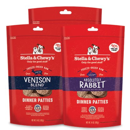 [MIX N MATCH]: Stella & Chewy's Exotic Dinner Patties Freeze-Dried Dog Food 14oz (Rabbit & Venison)