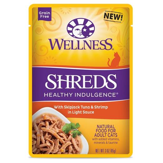 Wellness Healthy Indulgence Shreds Skipjack Tuna & Shrimp Wet Cat Food 3oz