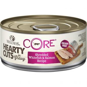 Wellness Core Hearty Cuts Shredded Whitefish & Salmon Canned Cat Food, 156g