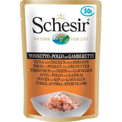 Schesir Tuna and Chicken with Shrimp Cat Food Pouches (50G)