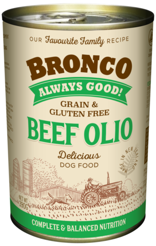 Bronco Beef Olio Dog Wet Food 390g